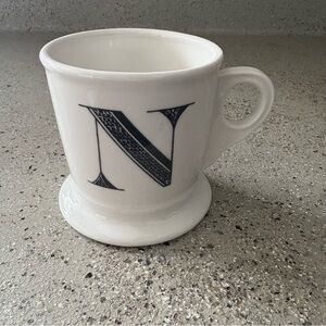 Anthropologie • Monogrammed White Mug with Letter N